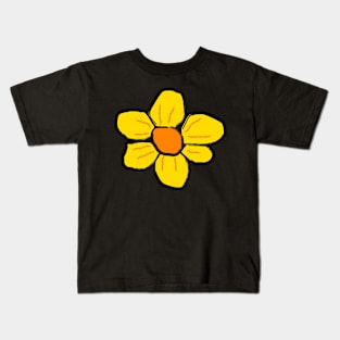 retro hippie yellow flower Kids T-Shirt